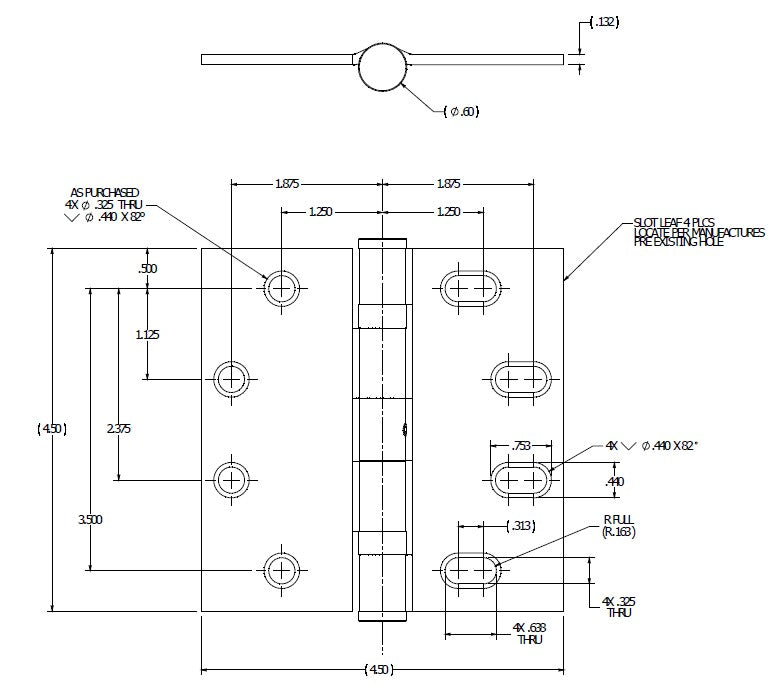 Hinge, Butt Slot, 4.5x4.5, 12-24