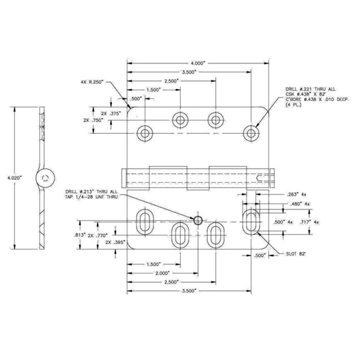 Hinge, Butt 12-24, 4x4, RH