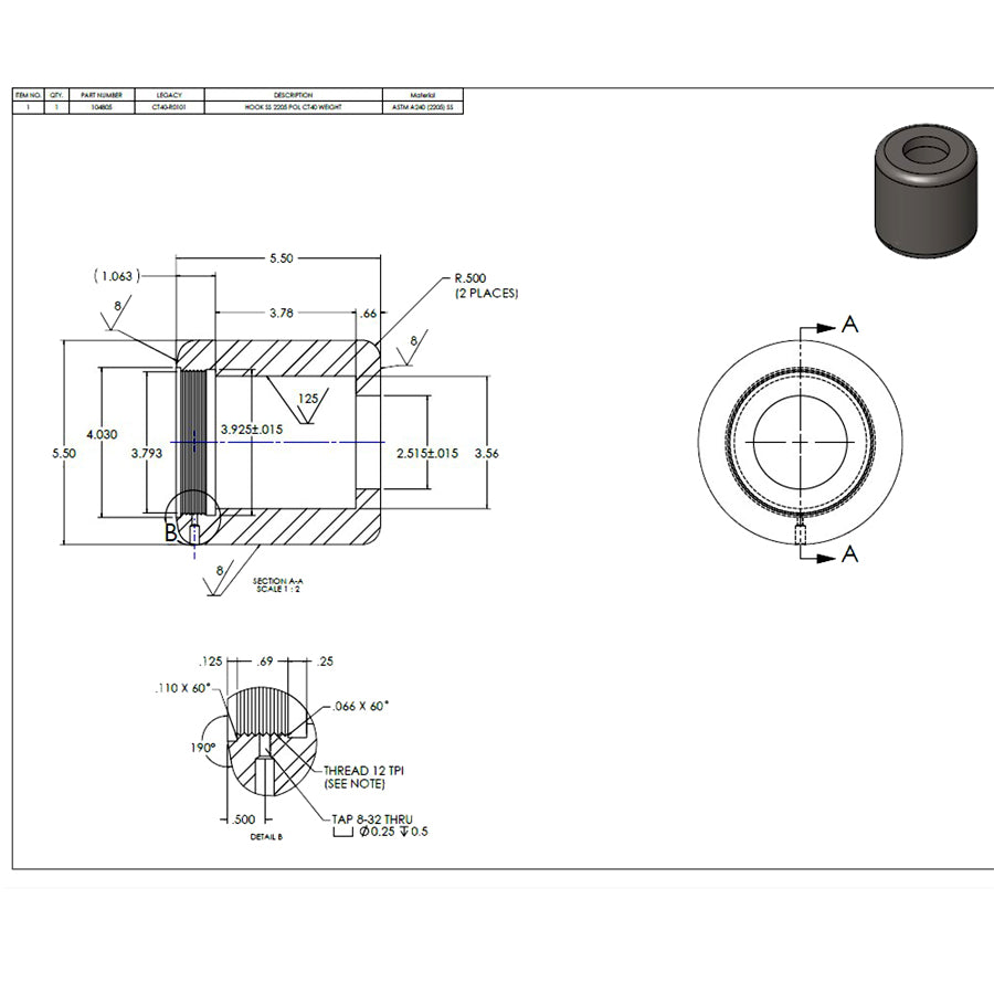 Hook Weight, CT Series