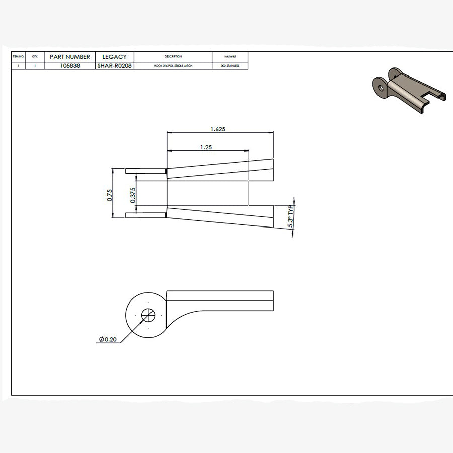 Latch, Hook Weight - 5000lb Capacity