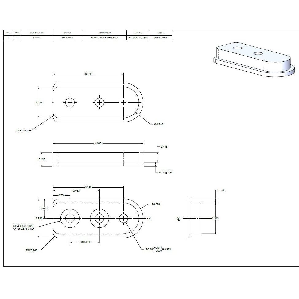 Hook Mount, 2500 LB