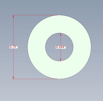 Washer, Flat, Stainless Steel, 0.344 x 0.75 x 0.04"