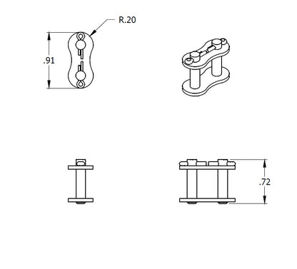 Connecting Link, 40 Pitch Roller Chain, Freeman Doors & Hatches