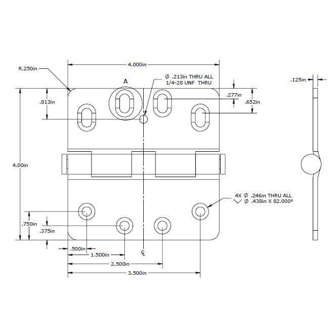 Hinge, Butt 12-24 LH, PCM