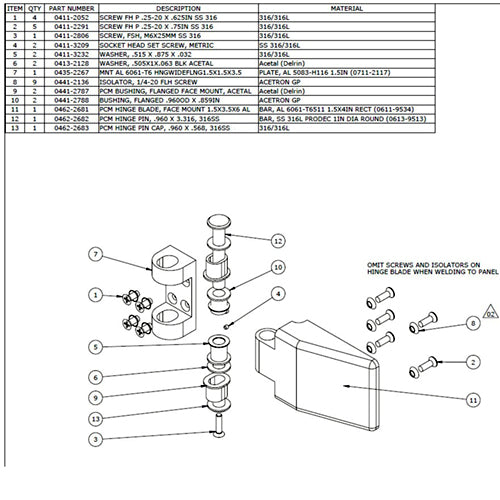 Hinge, Surface Mount, Replaceable Parts