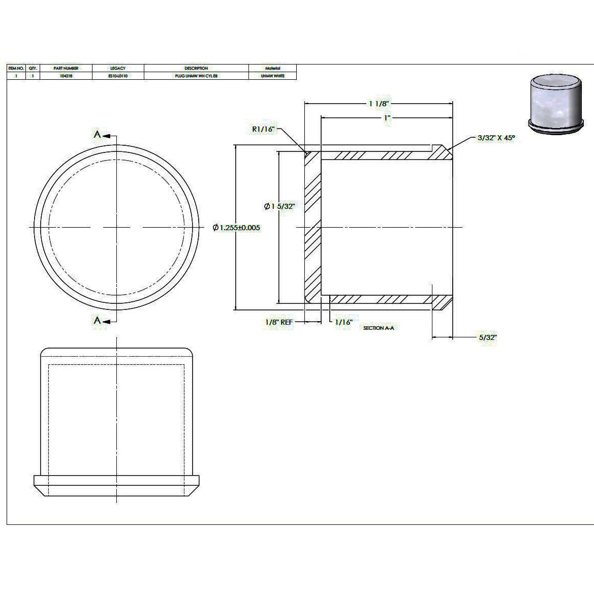 Plug, Cylinder End Block