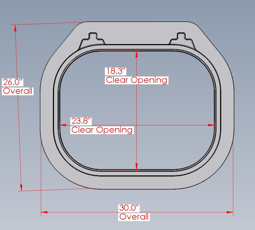 Hinged Aluminum Ring, Model 1824 Hatch (Knife Edge)